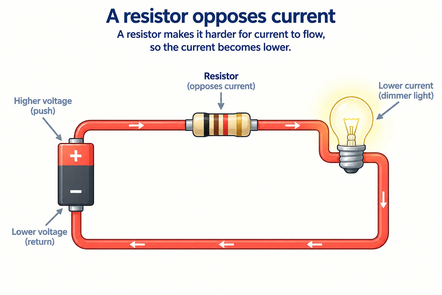 A resistor in an electrical circuit opposing the flow of current.